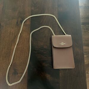 Coach Brown Leather Crossbody Phone Purse